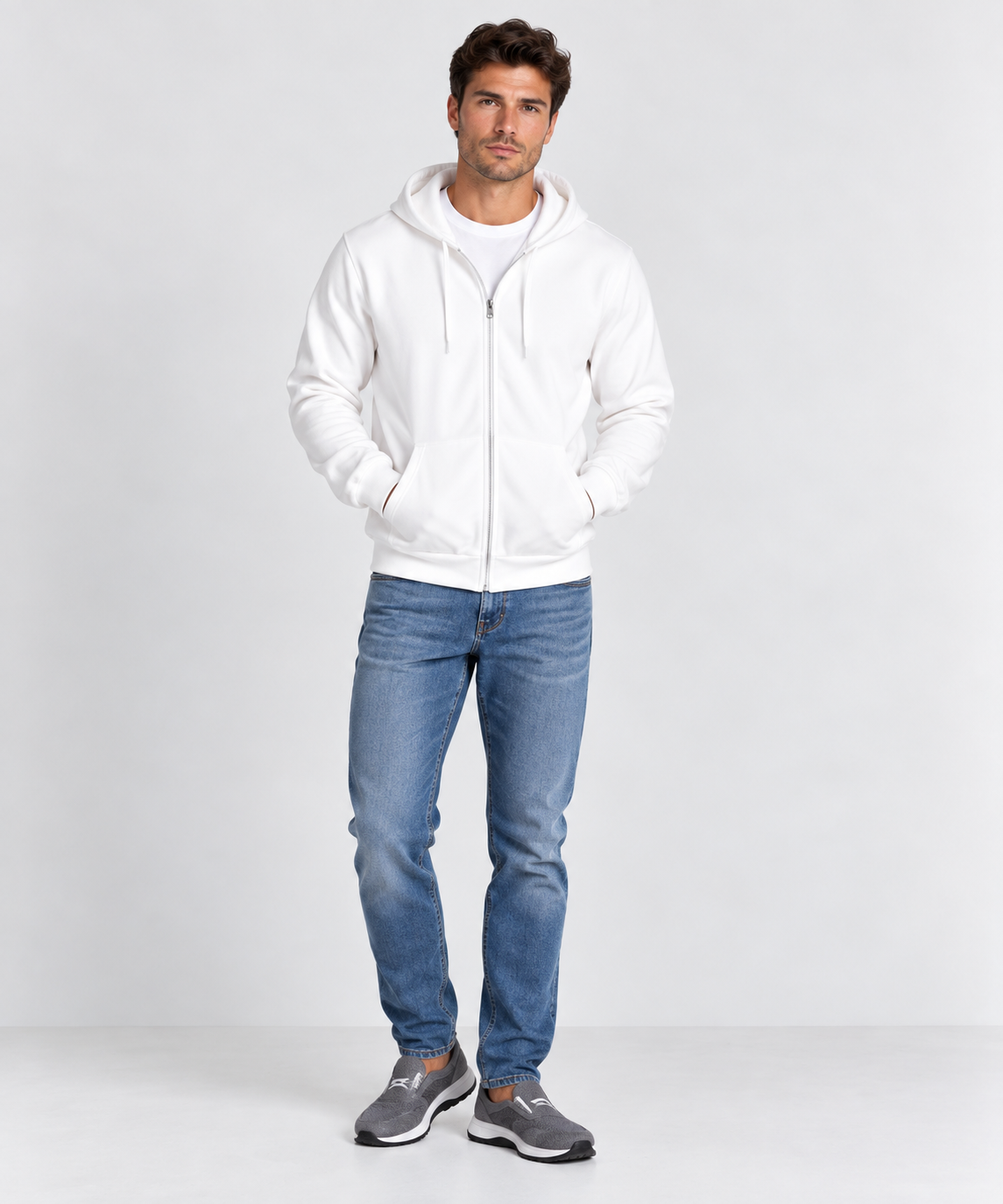 Unisex Zip-Up Hoodie – Casual Loose Fit Long Sleeve Sweatshirt