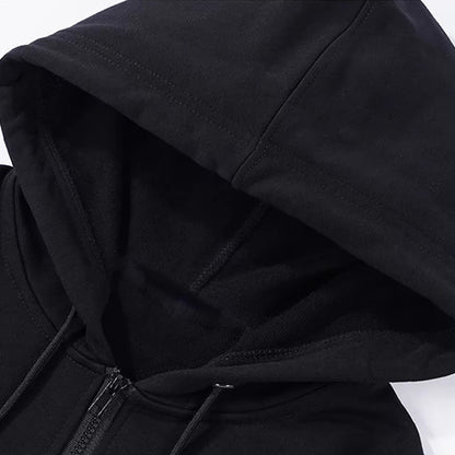 Unisex Zip-Up Hoodie – Casual Loose Fit Long Sleeve Sweatshirt