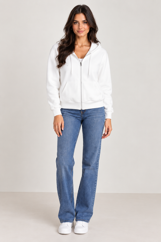 Unisex Zip-Up Hoodie – Casual Loose Fit Long Sleeve Sweatshirt