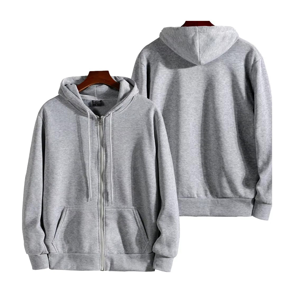 Unisex Zip-Up Hoodie – Casual Loose Fit Long Sleeve Sweatshirt