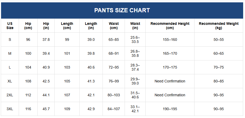 Brookmonts Unisex Sweatpants – Drawstring Full Length Running Joggers Size Chart