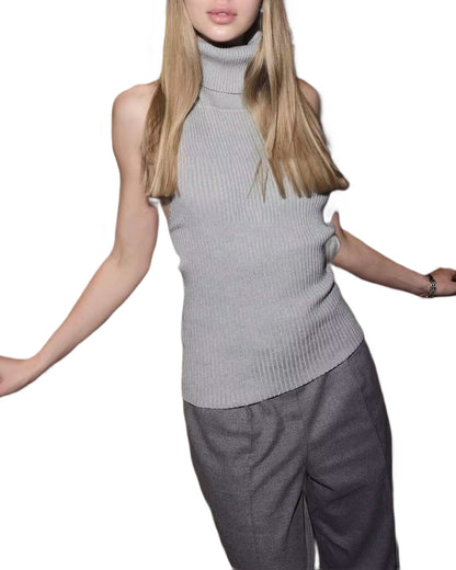Brookmonts Women’s Backless Turtleneck Sweater – Slim Fit Knit Pullover