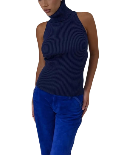 Brookmonts Women’s Backless Turtleneck Sweater – Slim Fit Knit Pullover