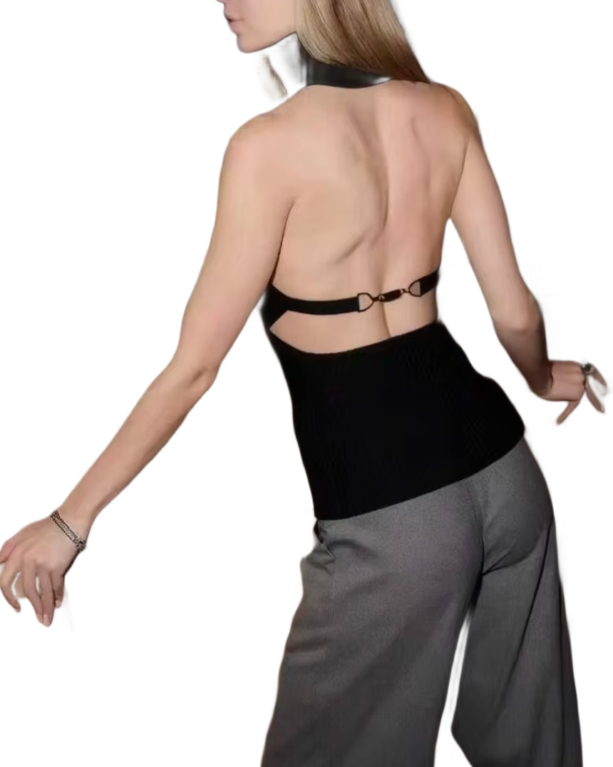 Brookmonts Women’s Backless Turtleneck Sweater – Slim Fit Knit Pullover