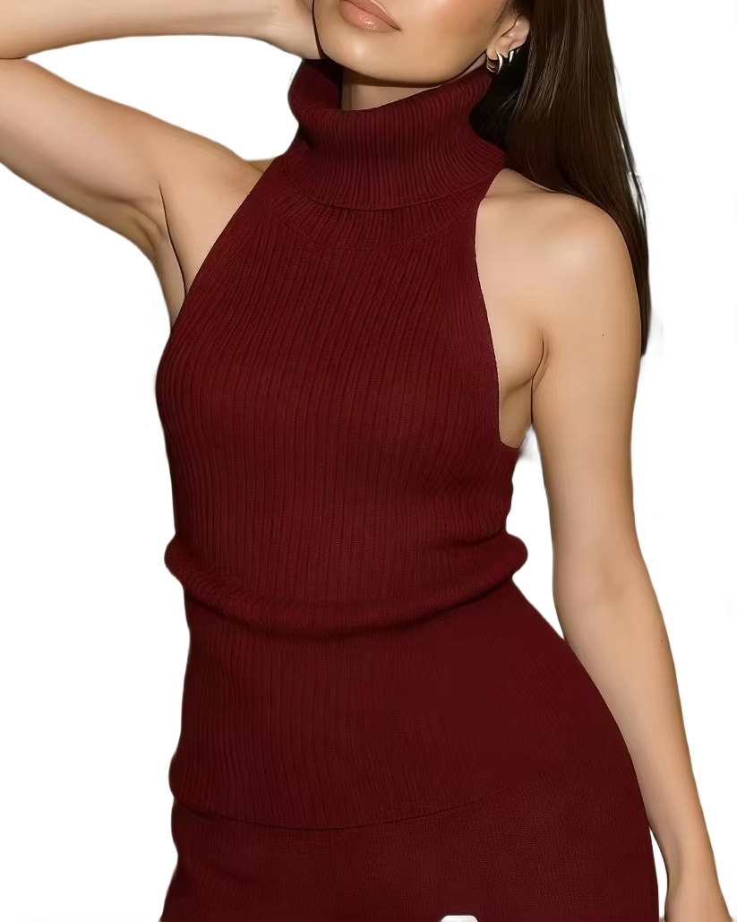 Brookmonts Women’s Backless Turtleneck Sweater – Slim Fit Knit Pullover