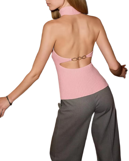 Brookmonts Women’s Backless Turtleneck Sweater – Slim Fit Knit Pullover