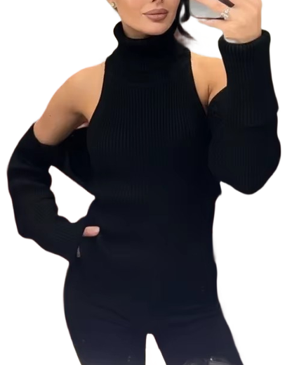 Brookmonts Women’s Backless Turtleneck Sweater – Slim Fit Knit Pullover