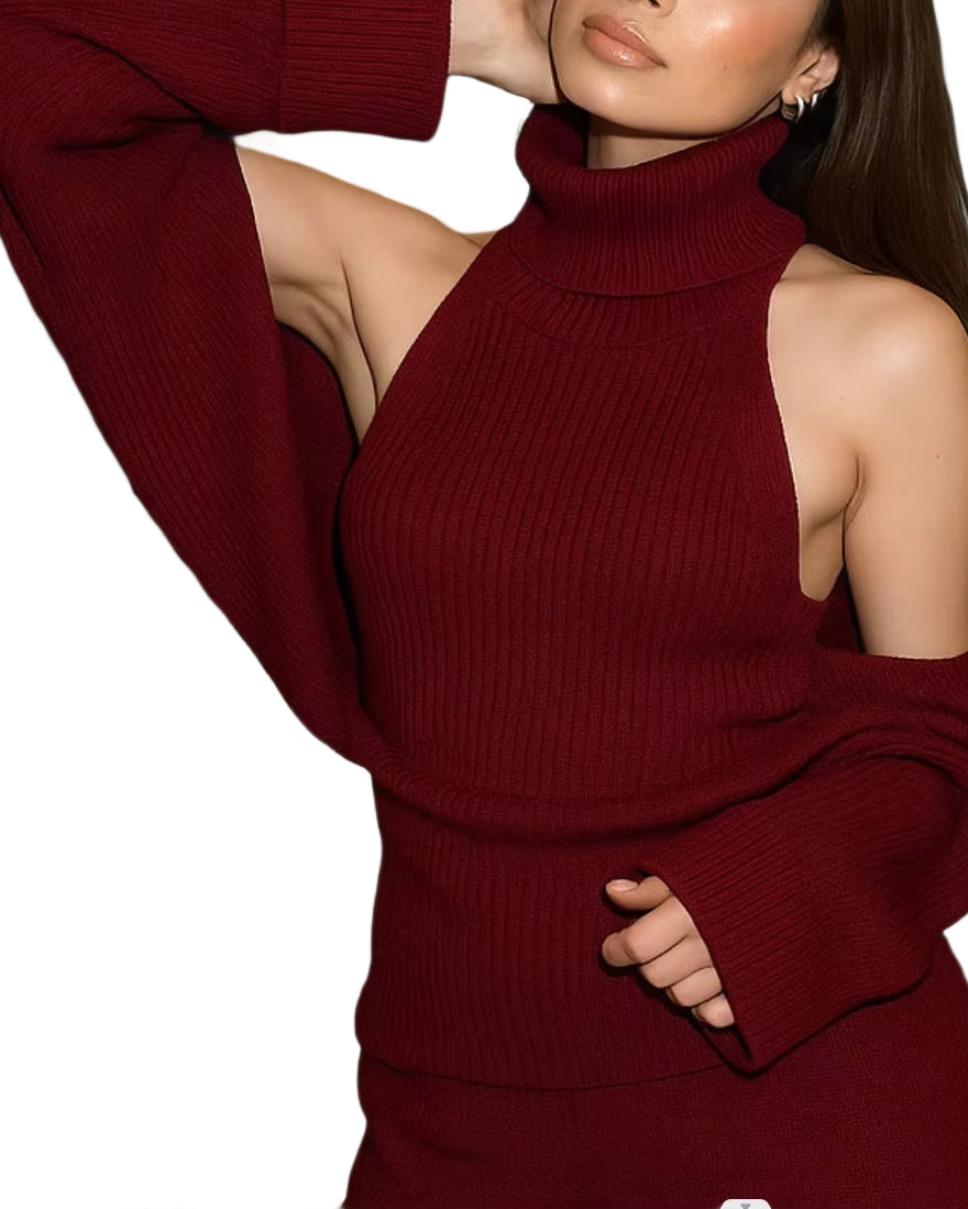 Brookmonts Women’s Backless Turtleneck Sweater – Slim Fit Knit Pullover