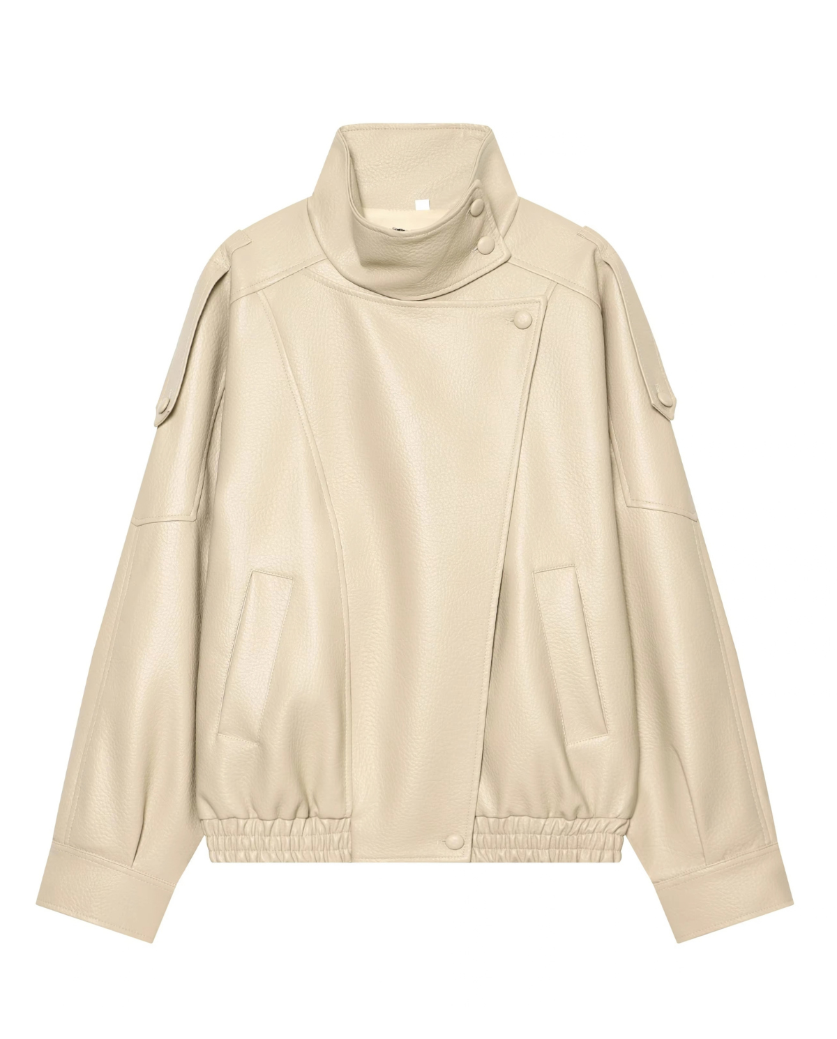 Women’s Black Faux Leather Jacket – Oversized Zip-Up Coat