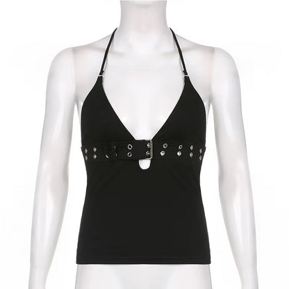 Brookmonts Women’s Crop Top – Backless Lace Up Stretch Camisole