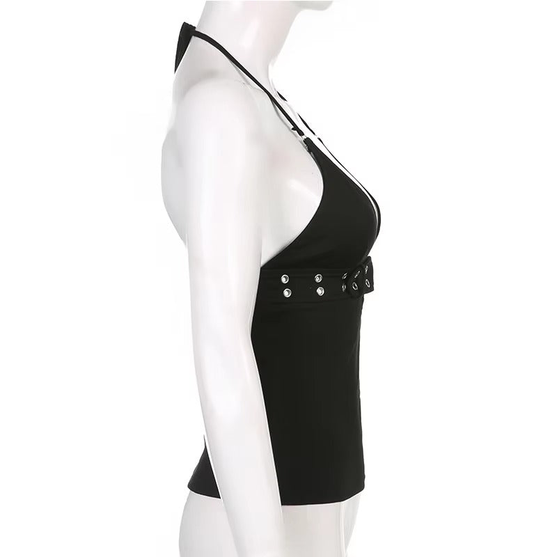 Brookmonts Women’s Crop Top – Backless Lace Up Stretch Camisole