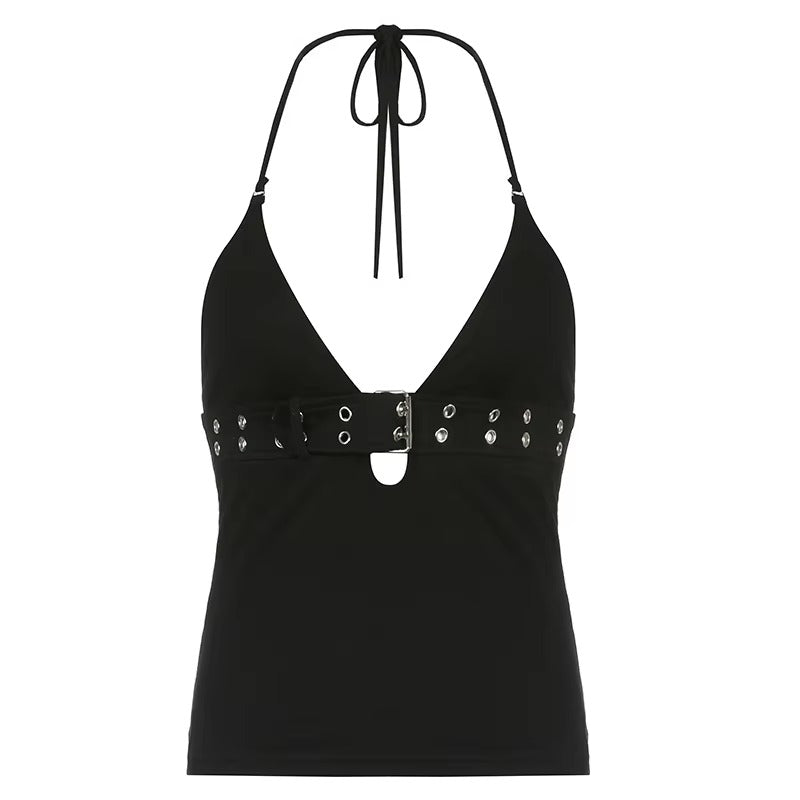 Brookmonts Women’s Crop Top – Backless Lace Up Stretch Camisole