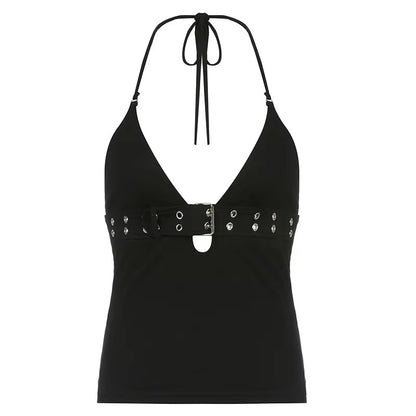 Brookmonts Women’s Crop Top – Backless Lace Up Stretch Camisole