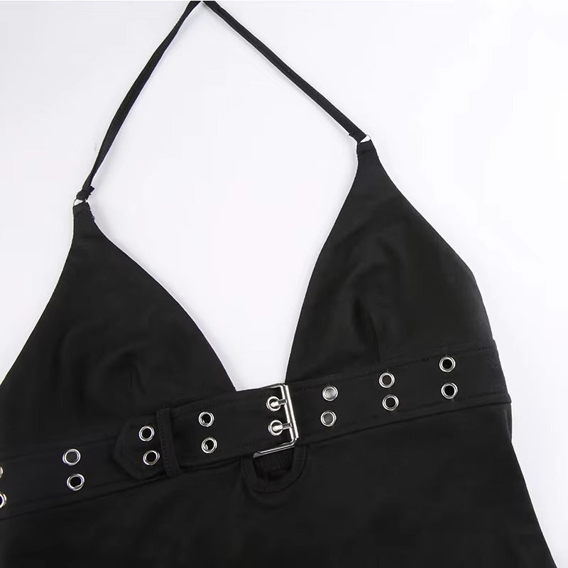 Brookmonts Women’s Crop Top – Backless Lace Up Stretch Camisole