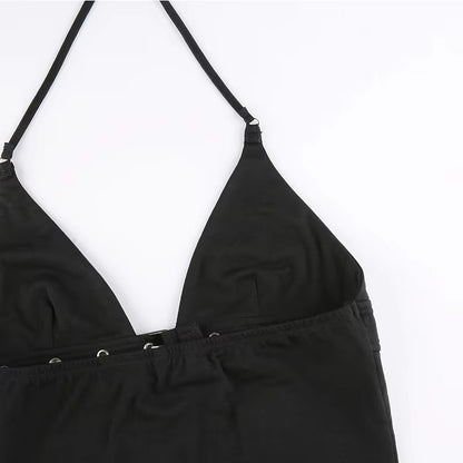 Brookmonts Women’s Crop Top – Backless Lace Up Stretch Camisole