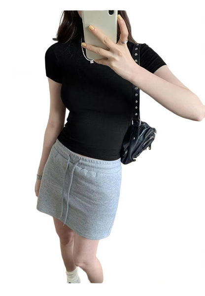 Brookmonts Women’s Crop Top – Slim Fit Short Sleeve Crewneck Tee