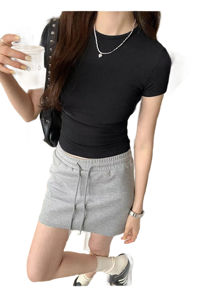 Brookmonts Women’s Crop Top – Slim Fit Short Sleeve Crewneck Tee