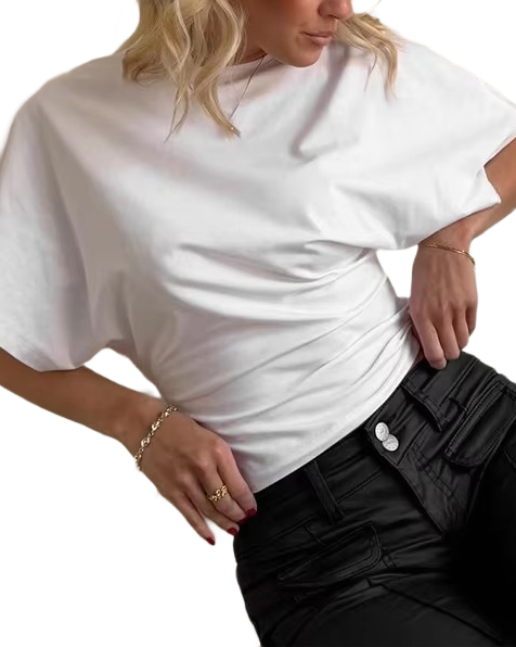 Brookmonts Women’s Gray Cropped T-Shirt – Loose Fit Short Sleeve Tee