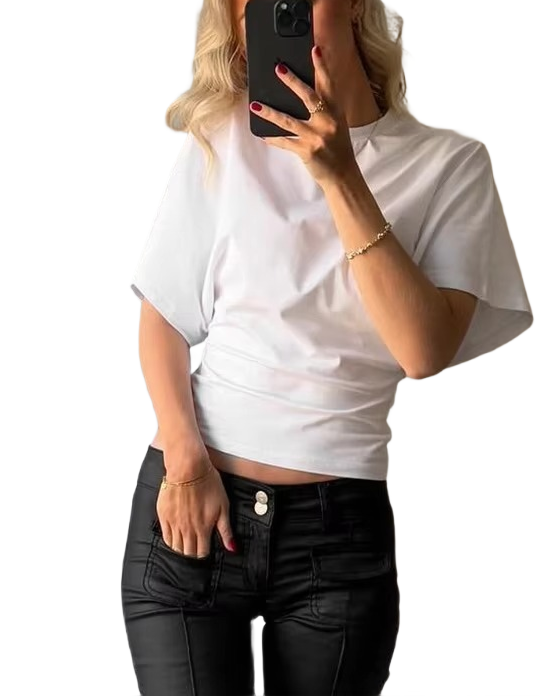 Brookmonts Women’s Gray Cropped T-Shirt – Loose Fit Short Sleeve Tee
