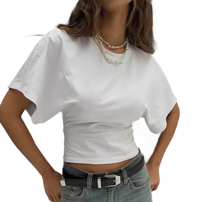 Brookmonts Women’s Gray Cropped T-Shirt – Loose Fit Short Sleeve Tee