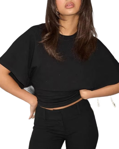 Brookmonts Women’s Gray Cropped T-Shirt – Loose Fit Short Sleeve Tee