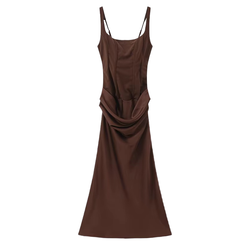 Brookmonts Women’s Halter Dress – Slim Fit Sleeveless Pleated Party Dress