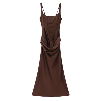Brookmonts Women’s Halter Dress – Slim Fit Sleeveless Pleated Party Dress