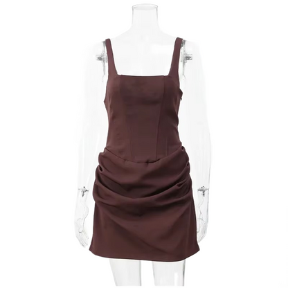 Brookmonts Women’s Halter Dress – Slim Fit Sleeveless Pleated Party Dress