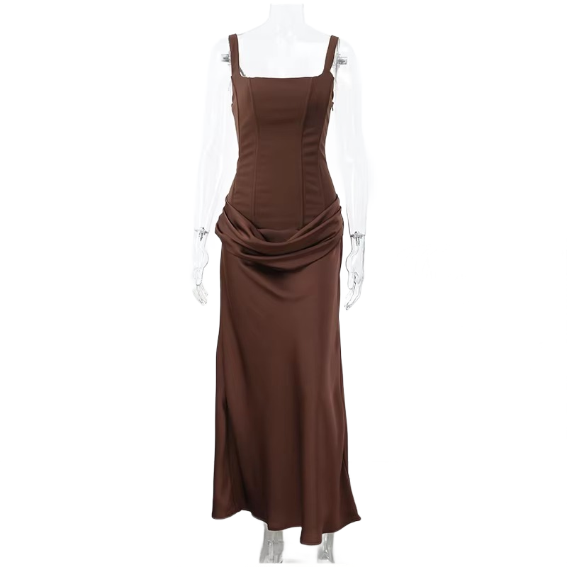 Brookmonts Women’s Halter Dress – Slim Fit Sleeveless Pleated Party Dress