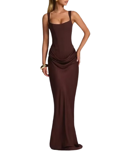 Brookmonts Women’s Halter Dress – Slim Fit Sleeveless Pleated Party Dress