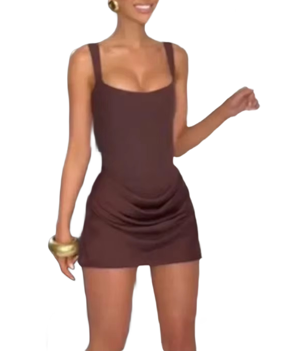 Brookmonts Women’s Halter Dress – Slim Fit Sleeveless Pleated Party Dress