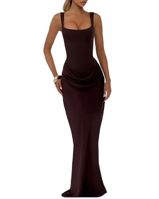 Brookmonts Women’s Halter Dress – Slim Fit Sleeveless Pleated Party Dress