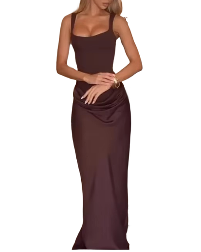Brookmonts Women’s Halter Dress – Slim Fit Sleeveless Pleated Party Dress