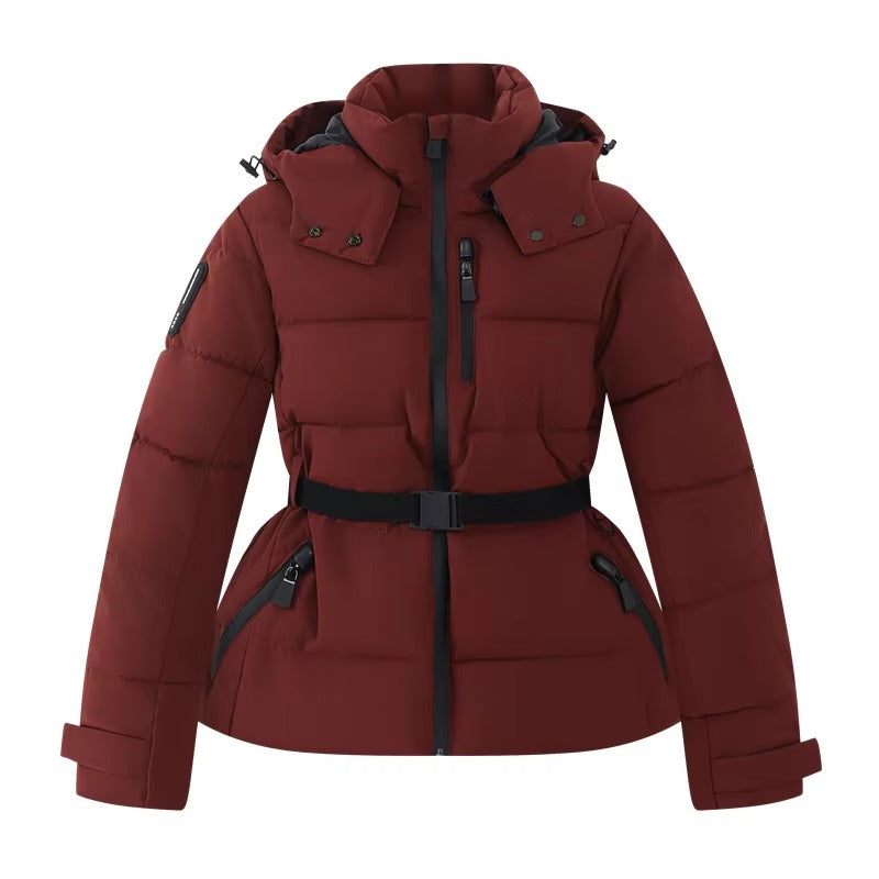 Brookmonts Women’s Hooded Padded Winter Coat – Belted Warm Parka