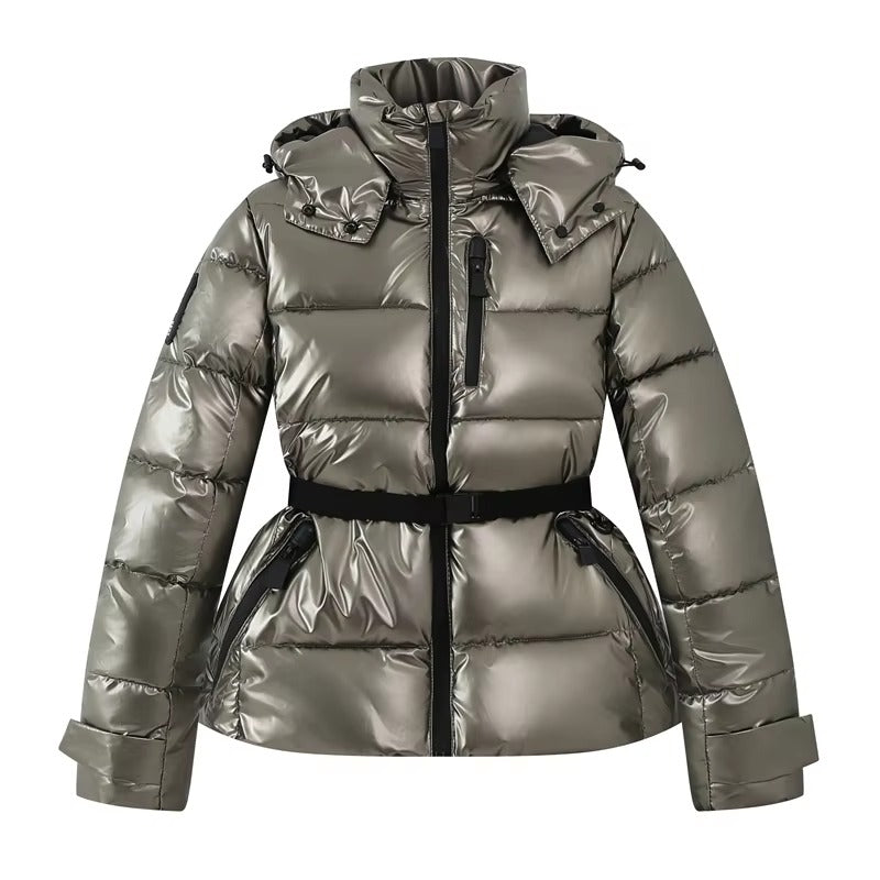 Brookmonts Women’s Hooded Padded Winter Coat – Belted Warm Parka