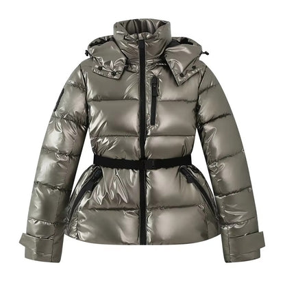 Brookmonts Women’s Hooded Padded Winter Coat – Belted Warm Parka