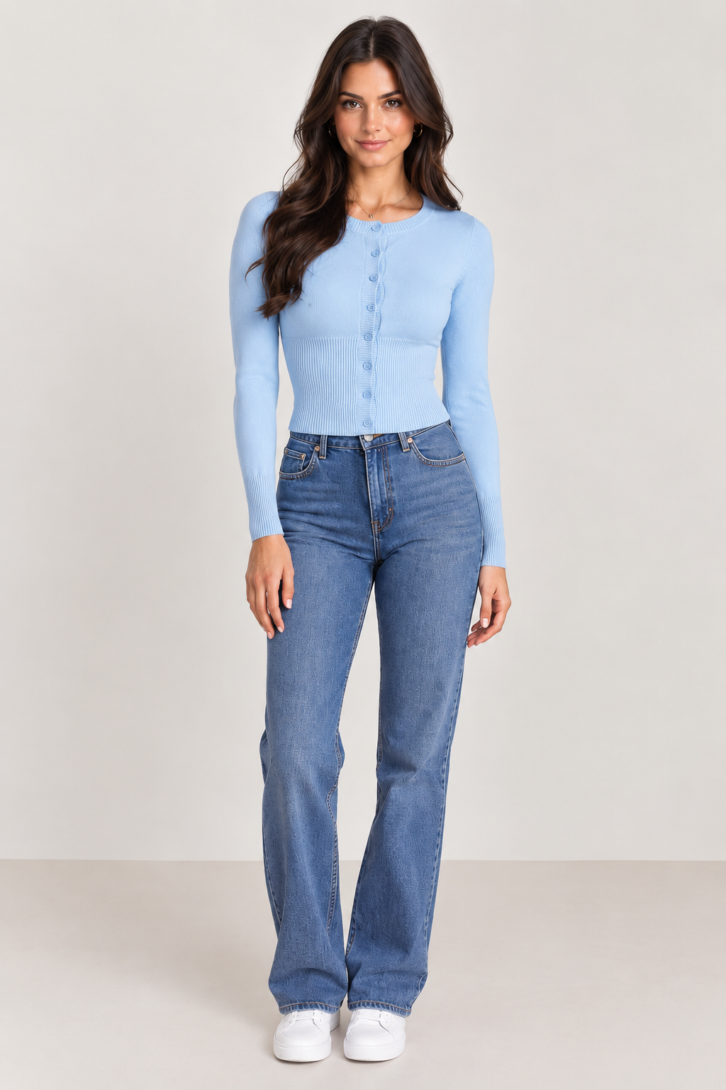Brookmonts Women’s Knit Cardigan Top – Long Sleeve Ribbed Cropped