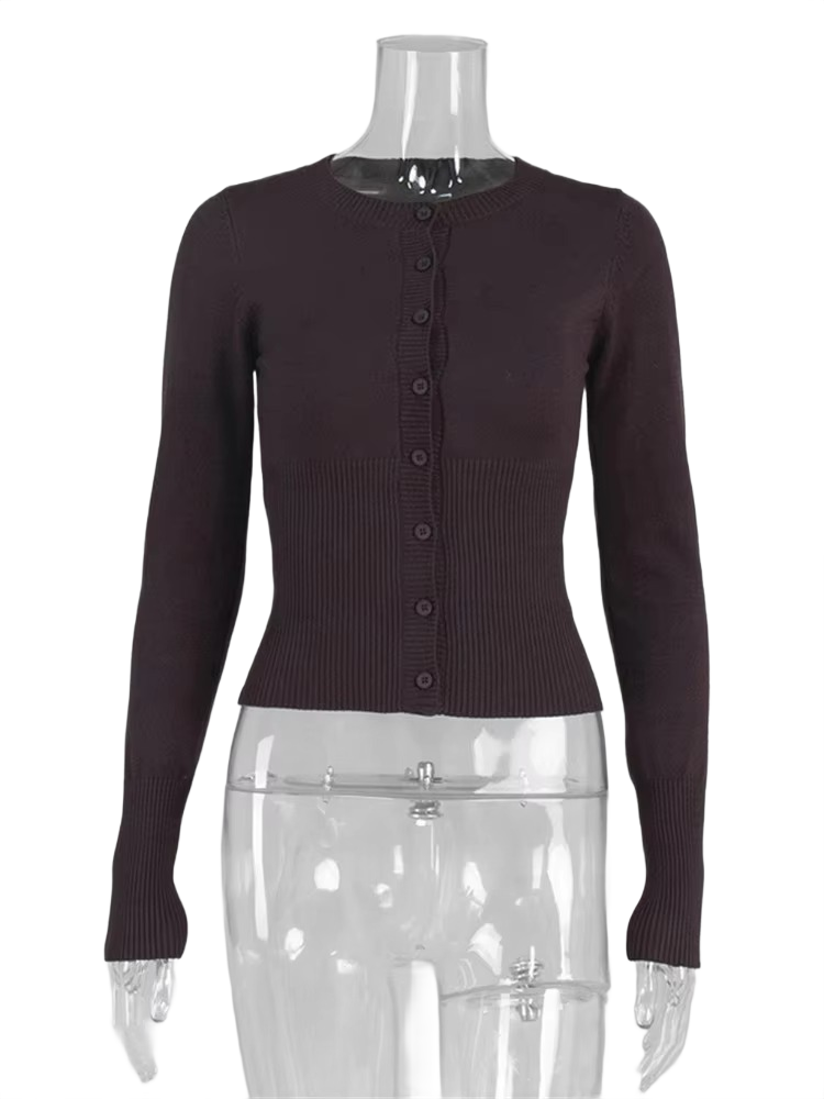Brookmonts Women’s Knit Cardigan Top – Long Sleeve Ribbed Cropped