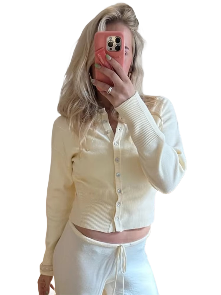 Brookmonts Women’s Knit Cardigan Top – Long Sleeve Ribbed Cropped