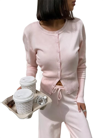Brookmonts Women’s Knit Cardigan Top – Long Sleeve Ribbed Cropped