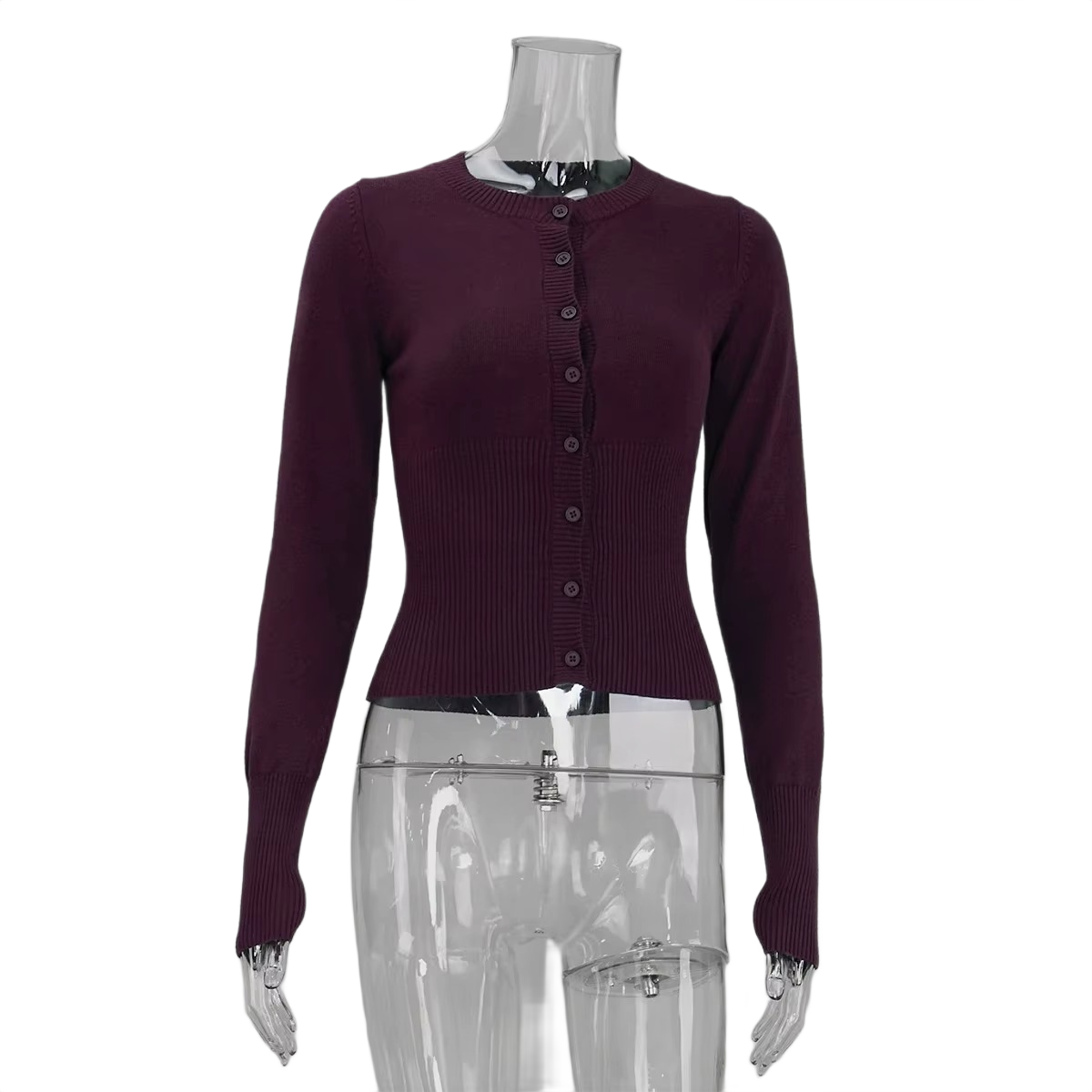 Brookmonts Women’s Knit Cardigan Top – Long Sleeve Ribbed Cropped