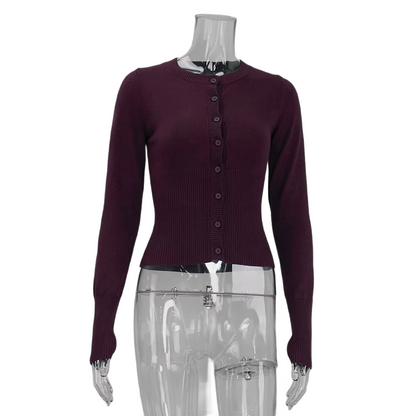 Brookmonts Women’s Knit Cardigan Top – Long Sleeve Ribbed Cropped