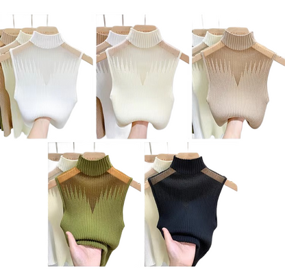 Brookmonts Women’s Knit Tank Top – Sleeveless Cut Out Half Neck Vest