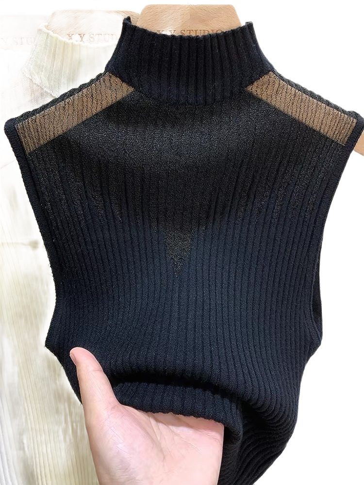 Brookmonts Women’s Knit Tank Top – Sleeveless Cut Out Half Neck Vest