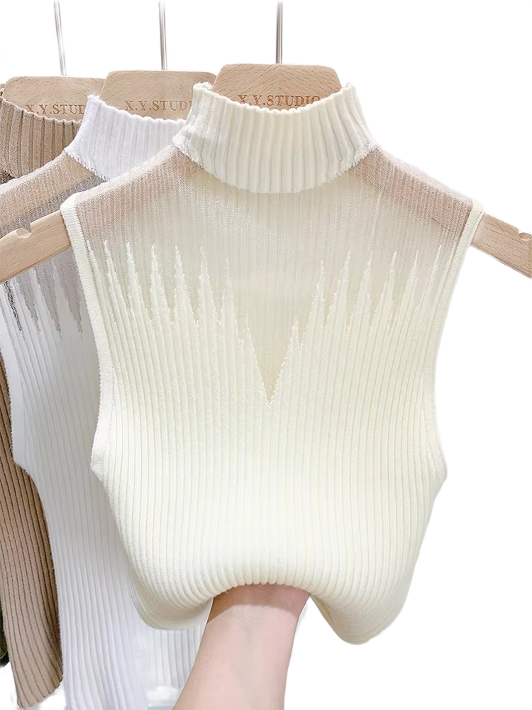 Brookmonts Women’s Knit Tank Top – Sleeveless Cut Out Half Neck Vest