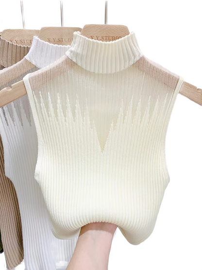 Brookmonts Women’s Knit Tank Top – Sleeveless Cut Out Half Neck Vest