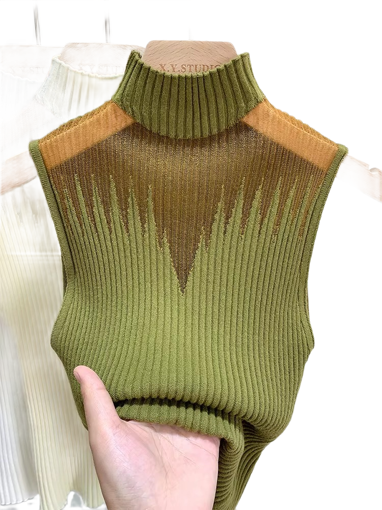 Brookmonts Women’s Knit Tank Top – Sleeveless Cut Out Half Neck Vest