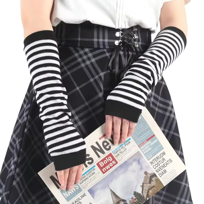Brookmonts Women’s Knitted Arm Warmers – Y2K Elbow-Length Sleeves