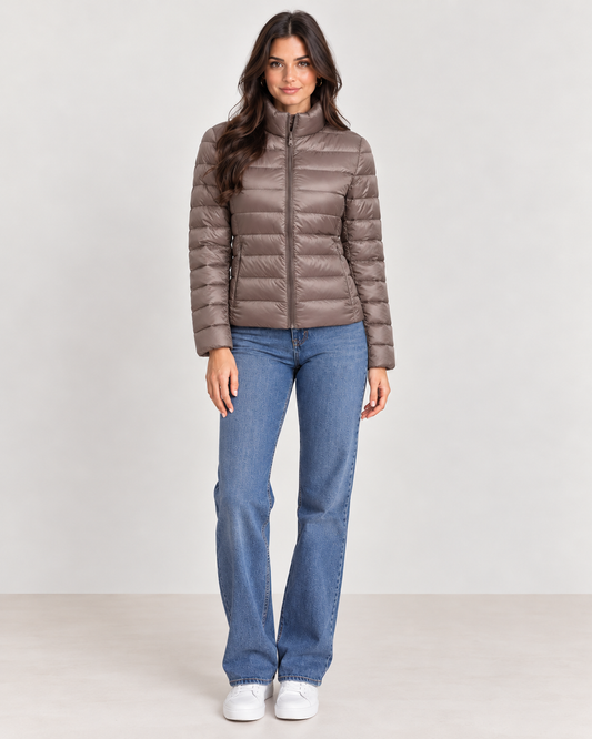 Brookmonts Women’s Lightweight Down Puffer Jacket – Slim Fit Zip-Up Coat