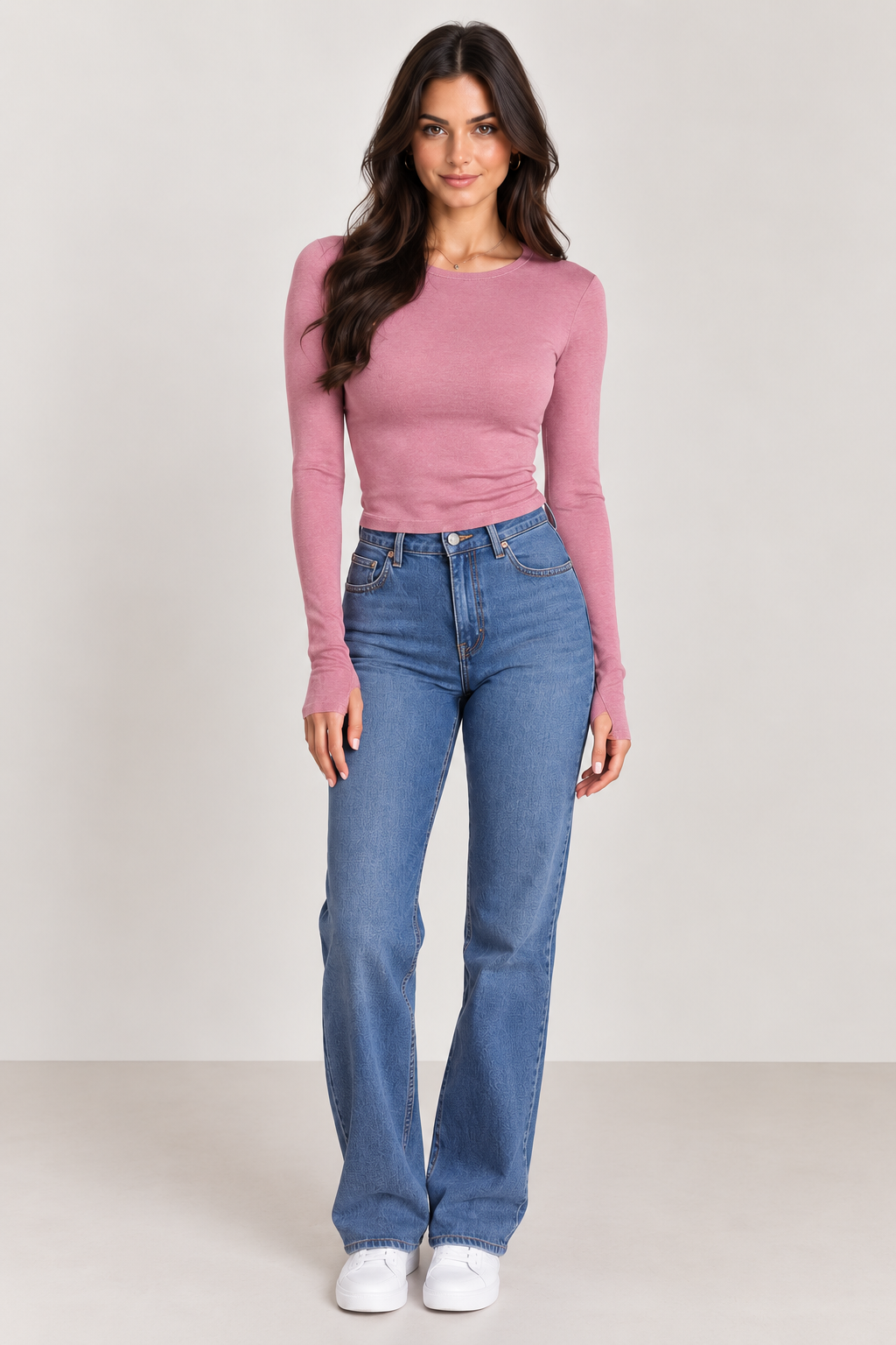 Brookmonts Women’s Long Sleeve T-Shirt – Slim Fit Stretch Crewneck Top